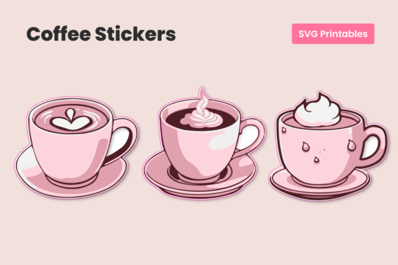 Download 3 Kawaii Coffee Stickers | Printable SVG - Printable svg Collection